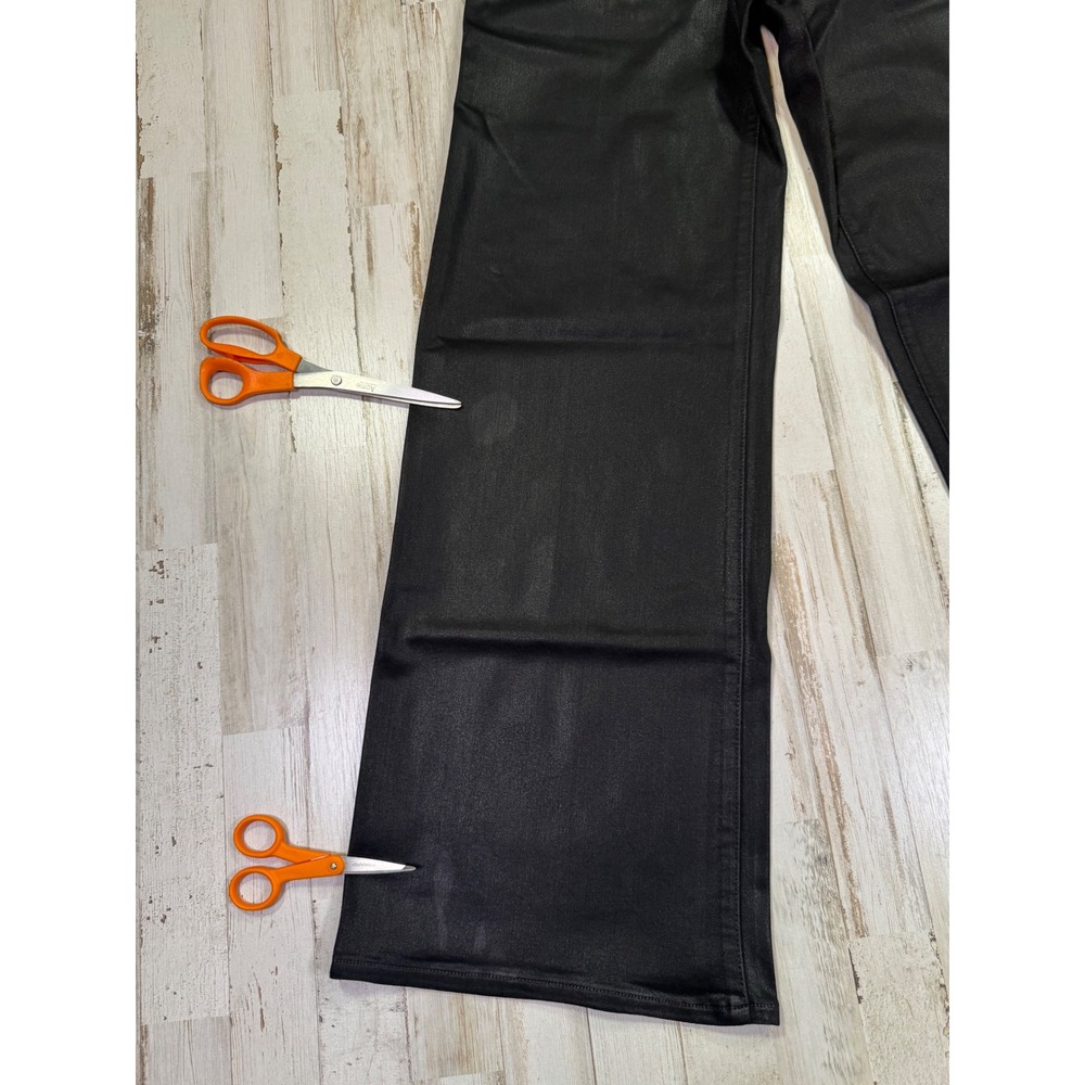 NWT PAIGE Jeans Womens 29 Black Anessa 31 High Rise Wide Leg Fog Luxe Coating - Picture 16 of 16